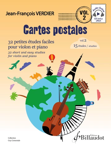 Cartes postales, violon. Volume 2 : 15 études Visuel